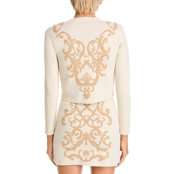 NWT L'AGENCE Kota Jacquard Cropped Cardigan Size XXL Ivory #3C511 - Picture 3 of 14